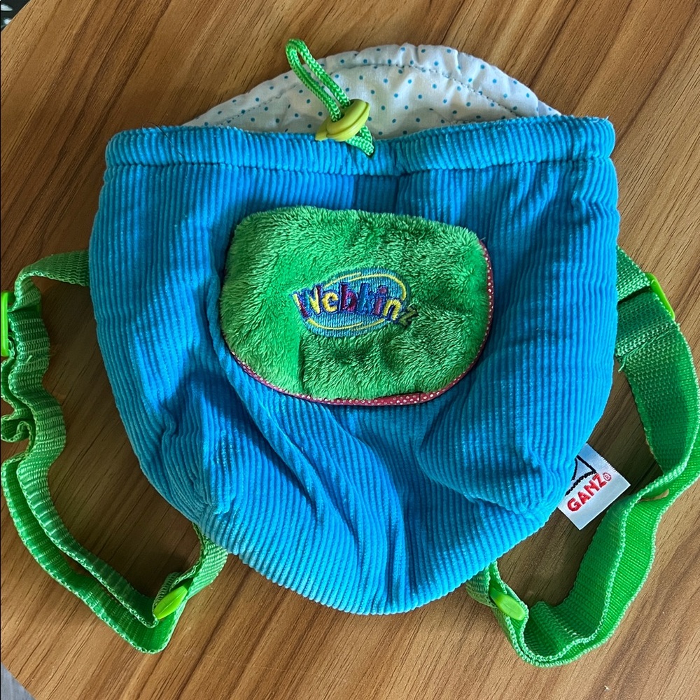 RETRO GANZ Webkinz plush pet carrier knapsack corduroy backpack NO CODE